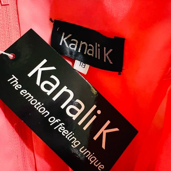 Kanali K Draped Spagetti Strap Dress Size 18 NWT In Melon - Picture 3 of 9